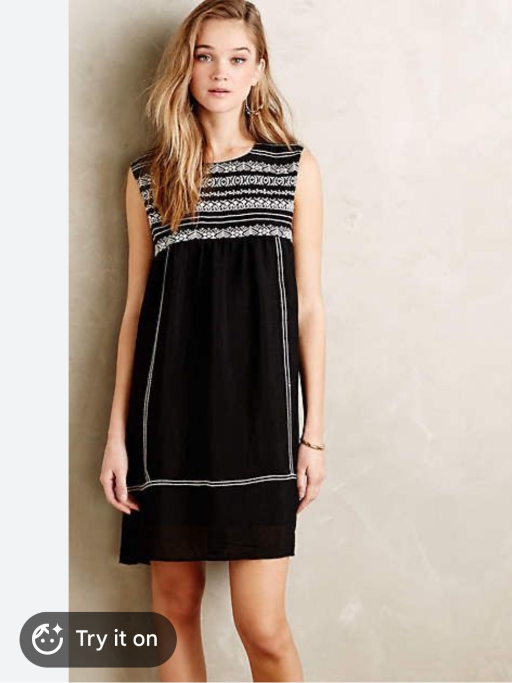 THML Navy Embroidered Dress Size M